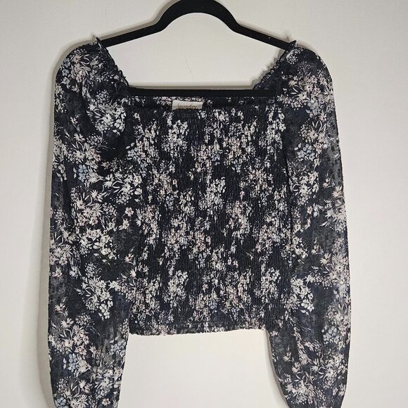 Laundry Black Stretchy Floral Blouse Small - Picture 3 of 10